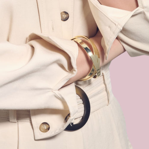 Bracciale UNOAERRE Rigido a Tre Fili in Bronzo Dorato | Collezione Lux 2418