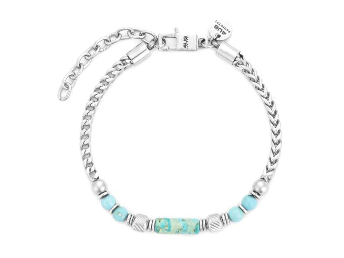 Bracciale Uomo 4US Cesare Paciotti - Acciaio con Biglie e Cilindri Turchesi (4UBR7809)