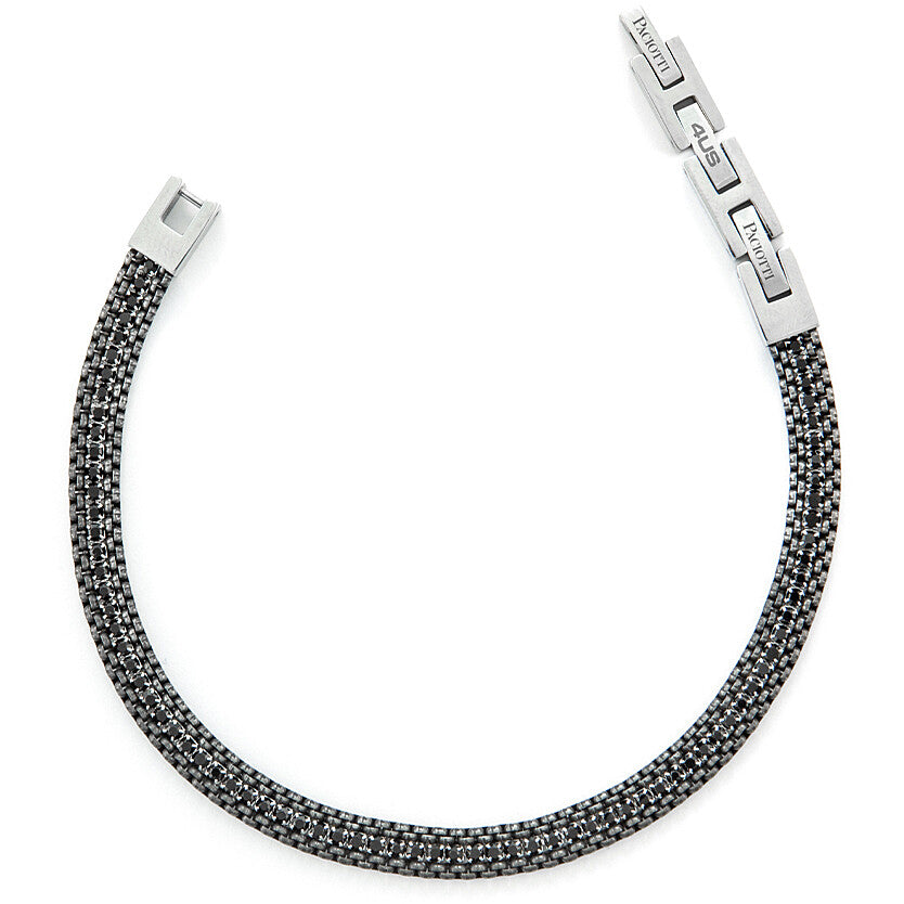 Bracciale Uomo 4US Cesare Paciotti in Acciaio con Cristalli Neri - 4UBR6349