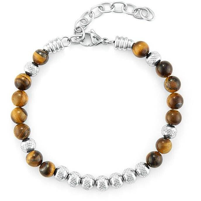 Bracciale Uomo 4US Cesare Paciotti in Acciaio con Pietre Naturali e Occhio di Tigre - 4UBR6751