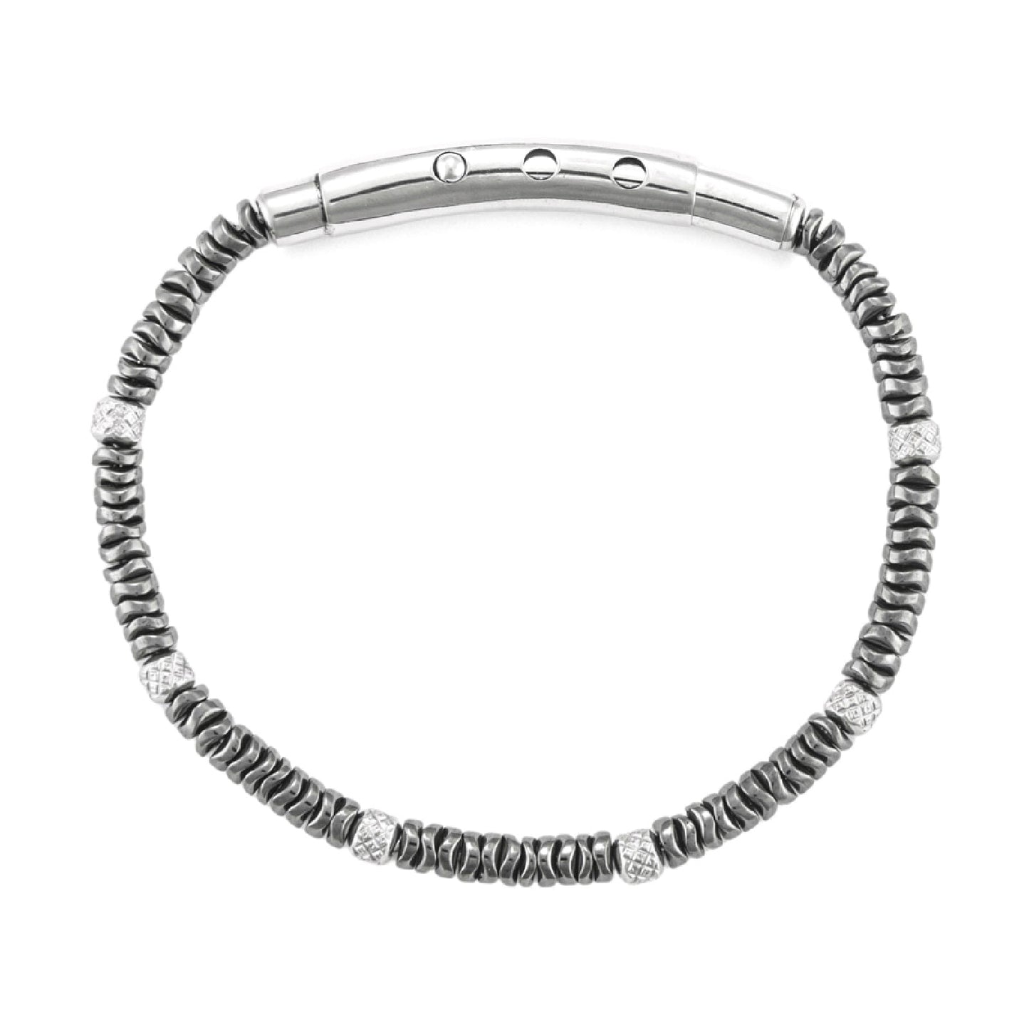 Bracciale Uomo 4US Cesare Paciotti in Acciaio con Rondelle di Ematite - 4UBR7020