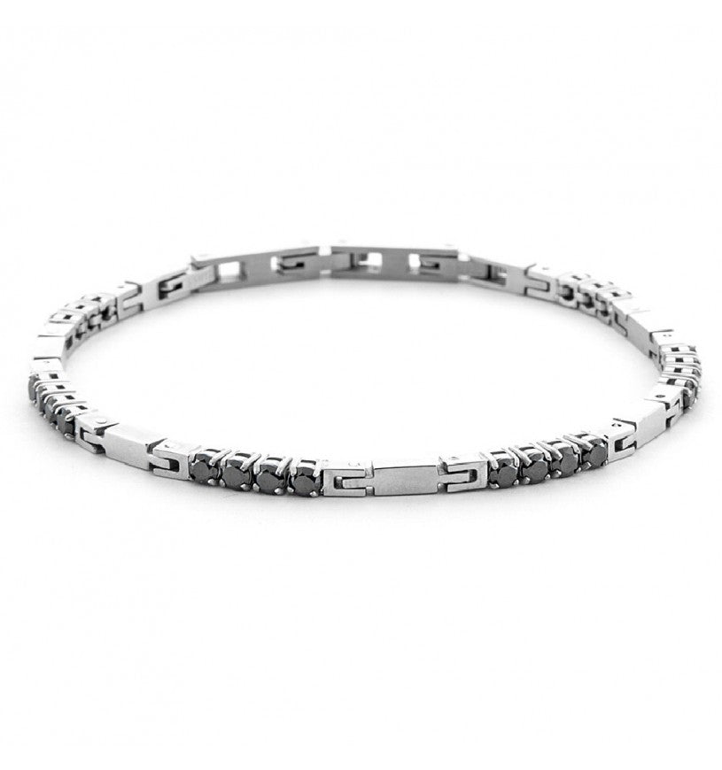 Bracciale Uomo 4US Cesare Paciotti in Acciaio con Zirconi Neri - 4UBR6441