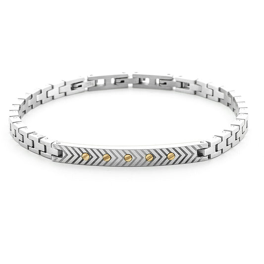 Bracciale Uomo 4US Cesare Paciotti in Acciaio e Oro 18kt con Targa - 4UBR6937