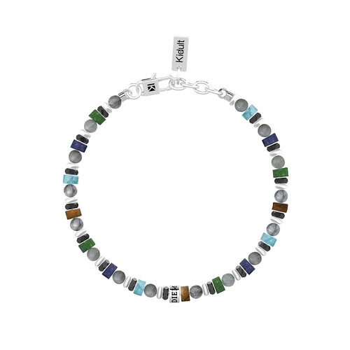 Bracciale Uomo Kidult "Carpe Diem" in Acciaio e Pietre Multicolor - 732374