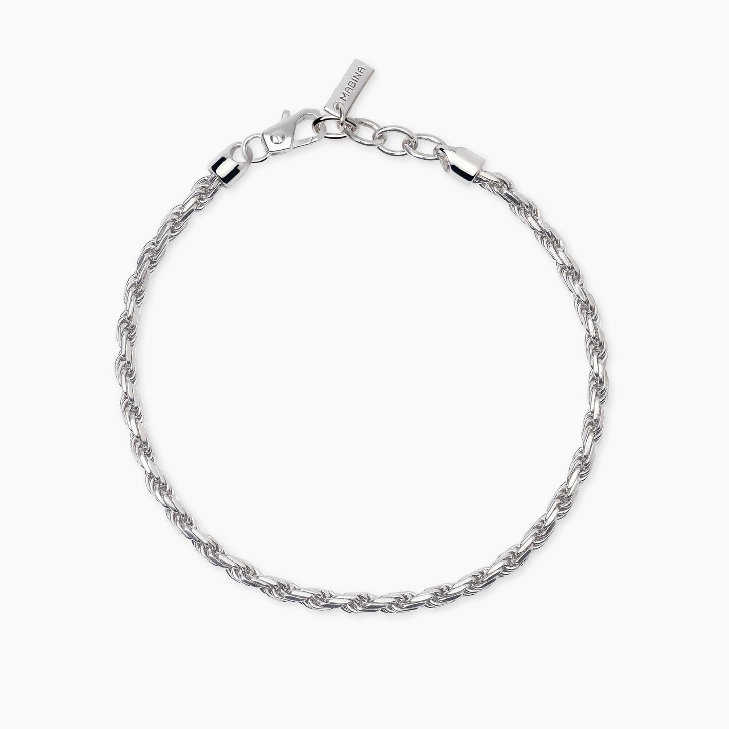 Bracciale Uomo Mabina EVERY DAY in Argento Rodiato con Catena a Maglia Corda - Regolabile - Codice: 533800
