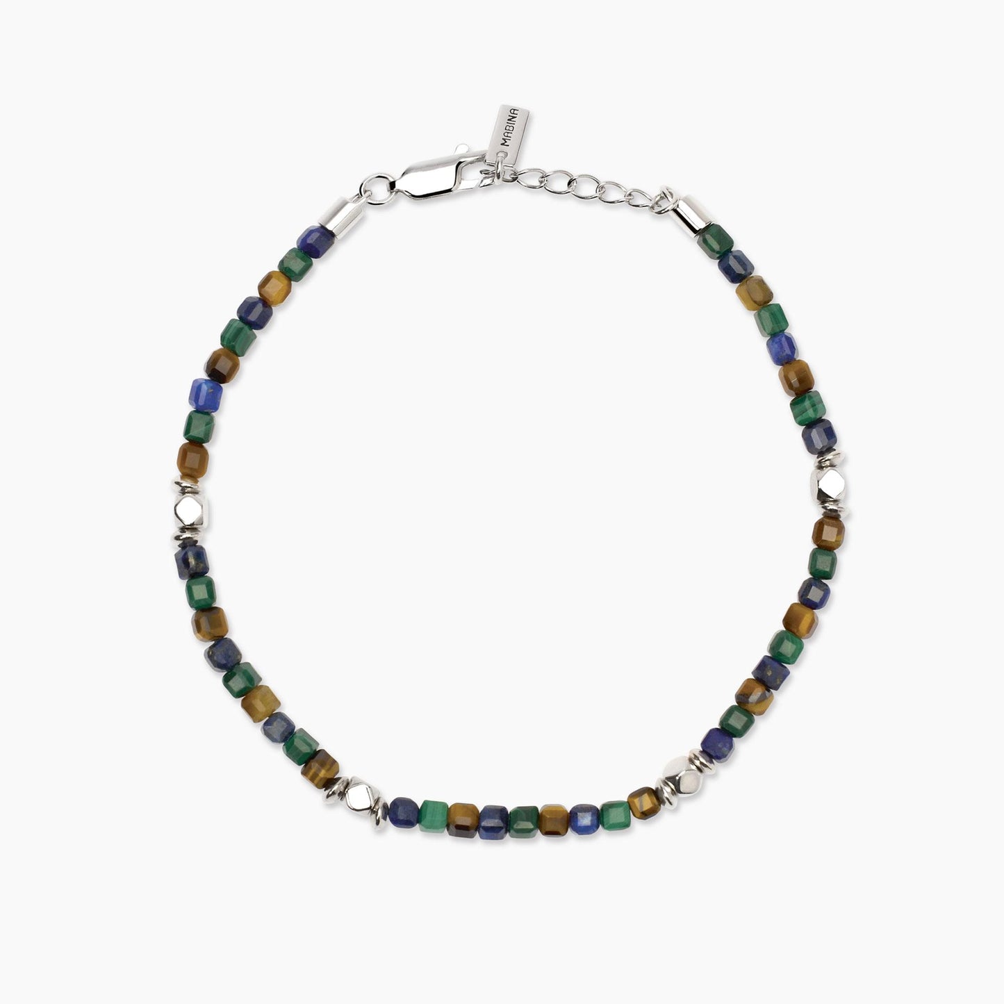 Bracciale Uomo Mabina PORTO ALEGRE in Argento Rodiato con Pietre Multicolor - Regolabile - Codice: 534091