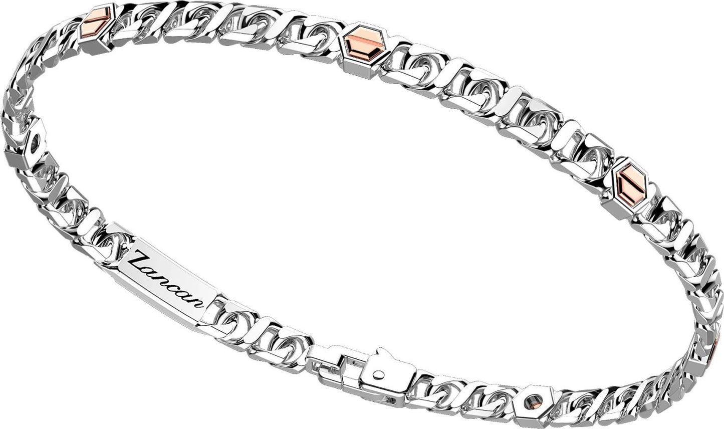 Bracciale Zancan Unisex in Argento e Oro Rosa - Collezione Alpha EXB887R