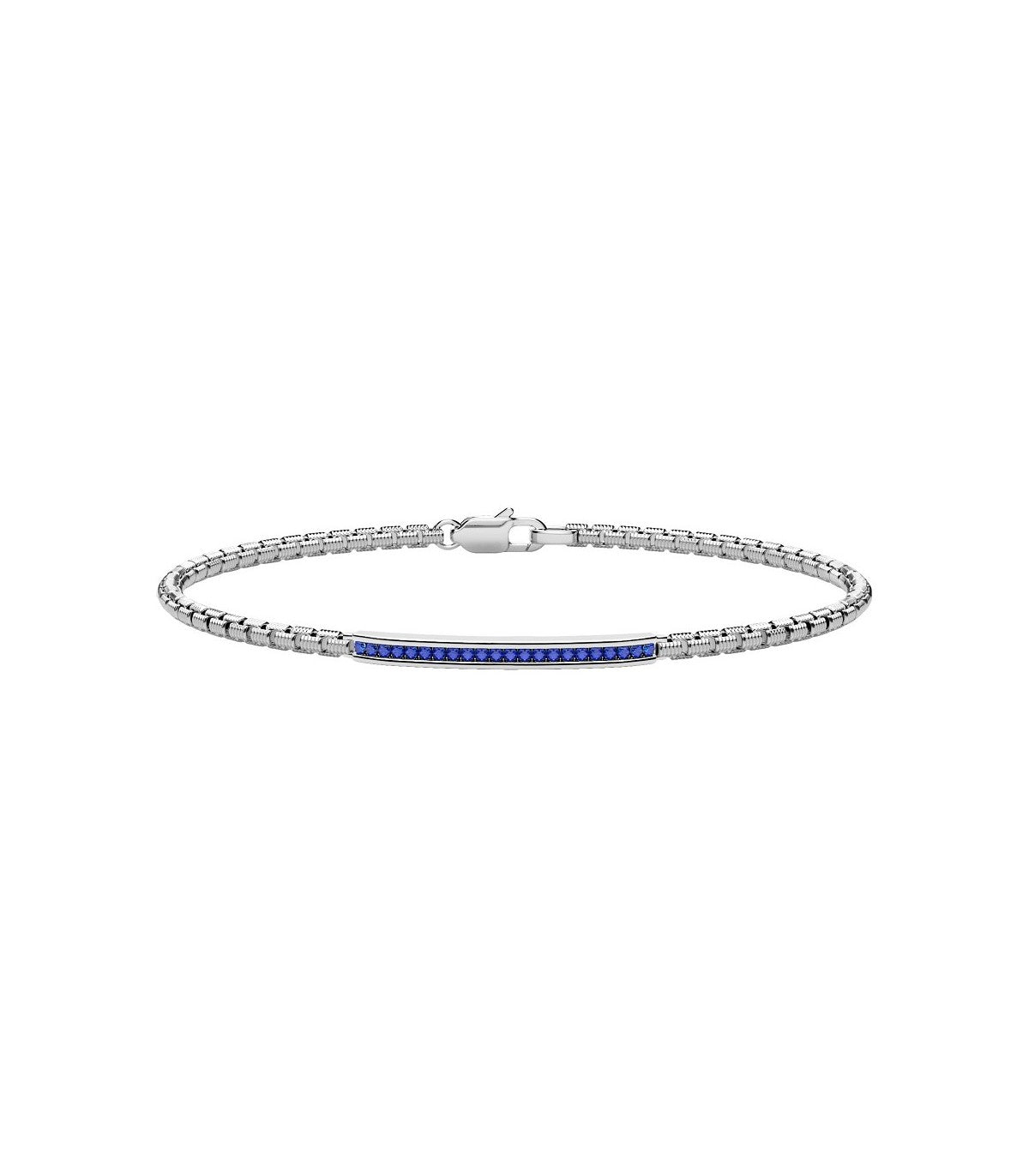 Bracciale Zancan Uomo Semirigido Argento Spinelli Blu ESB375-BL