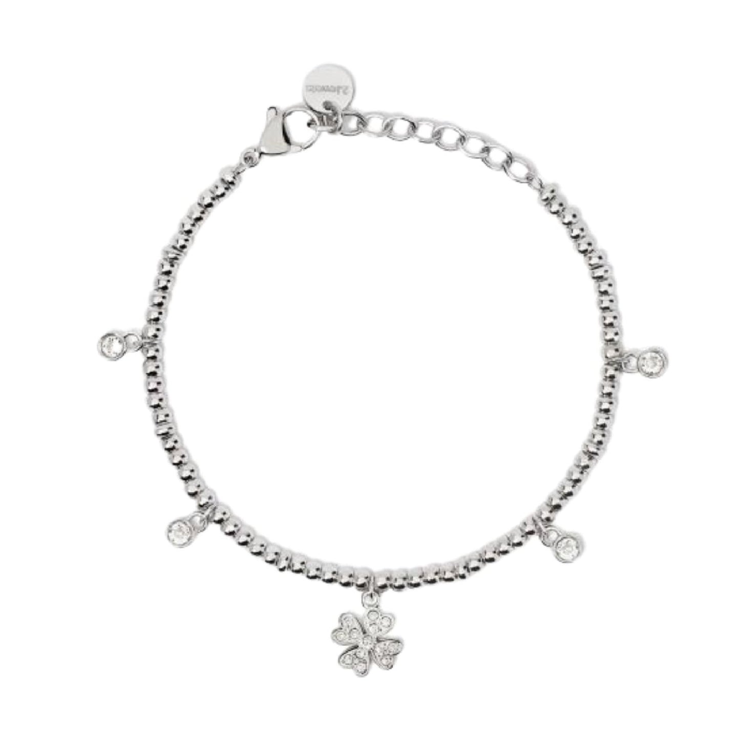 Bracciale in Acciaio 316L con Cristalli e Quadrifoglio - Codice: 232621