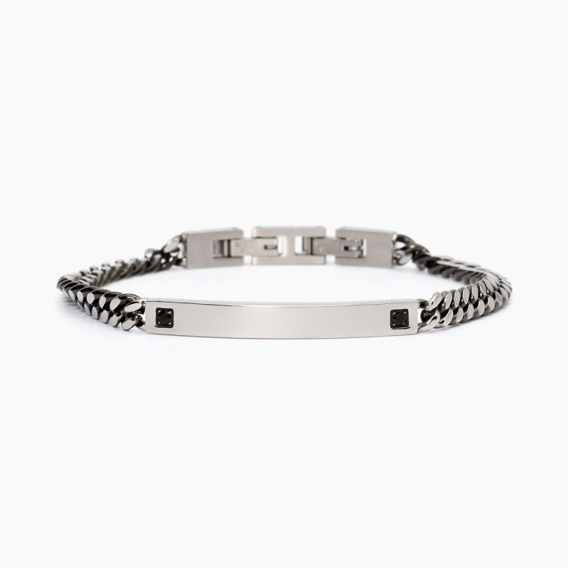 Bracciale in acciaio 316L PVD Gunmetal cristalli 232498