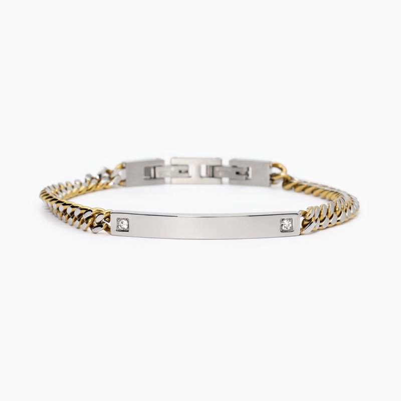 Bracciale in acciaio 316L PVD giallo cristalli 232497
