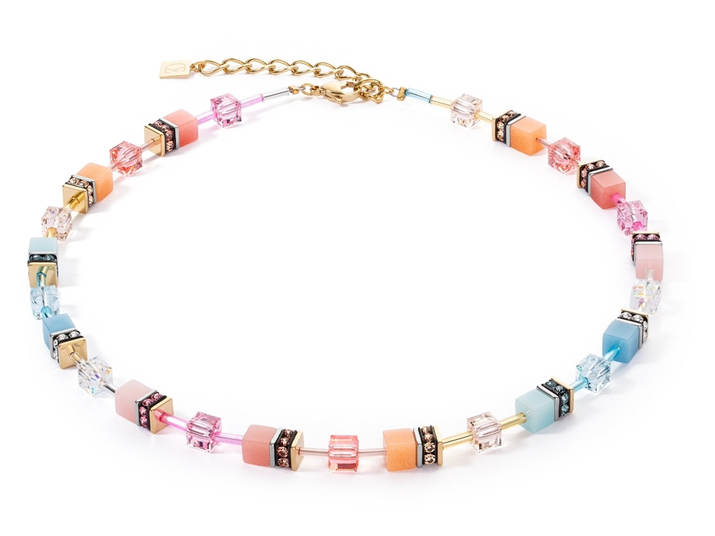 Coeur de Lion Collana GeoCUBE® - Oro e Cristalli Multicolor 2838-10-2028