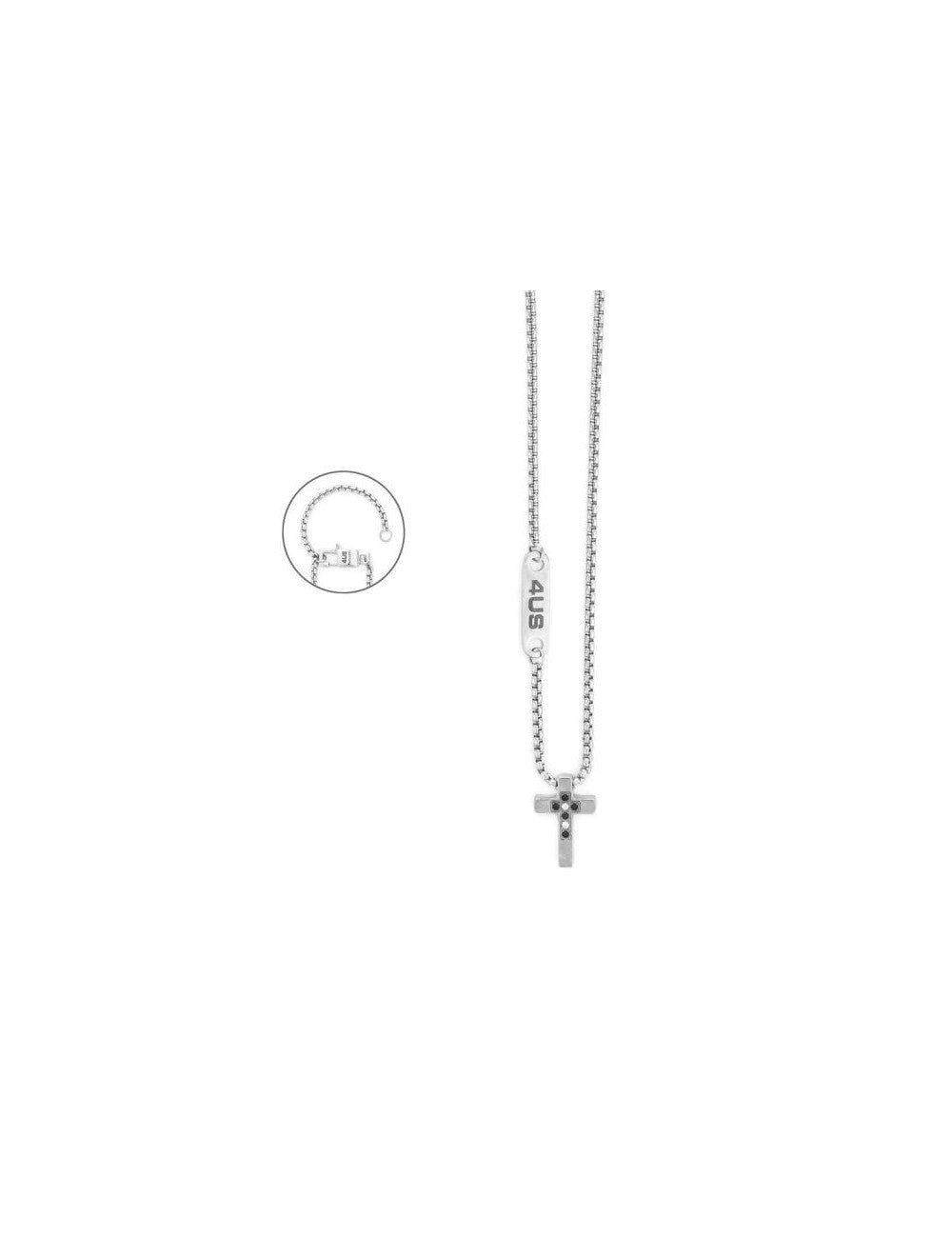 Collana Uomo 4US Cesare Paciotti Croce - Zirconi Bianchi e Neri (4UCL7821)
