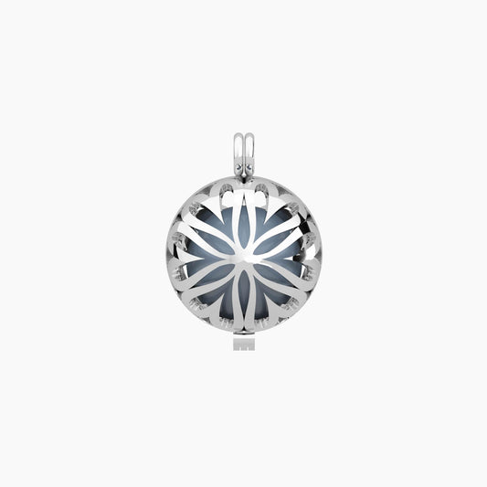 Collana lunga Chiama Angeli Kidult in acciaio con ciondolo a sfera traforata con disegni di alberi della vita e sonaglio - Alfano Gioielli Gioielleria Palermo.
