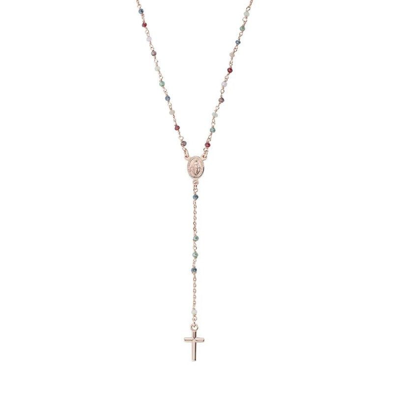 Collana Donna Amen Rosari CRO25RMU4 - Argento 925 Rosè e Cristalli Multicolor