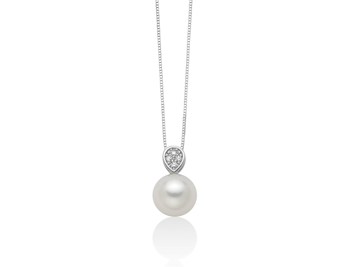 Collana Donna Miluna - Oro Bianco 18kt, Perla Bianca e Diamanti - PCL6678