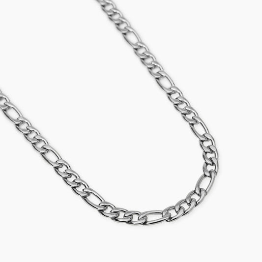 Collana lunga a catenina Kidult in acciaio silver con piccole sfere di quarzo rosa naturale alternate lungo la struttura. Gioielleria Palermo