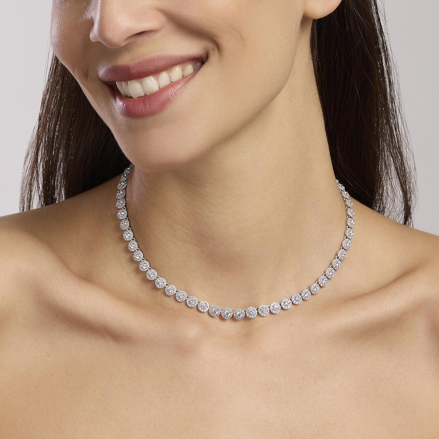 Collana MABINA Milanesienne girocollo tennis in argento con zirconi - Codice 553683