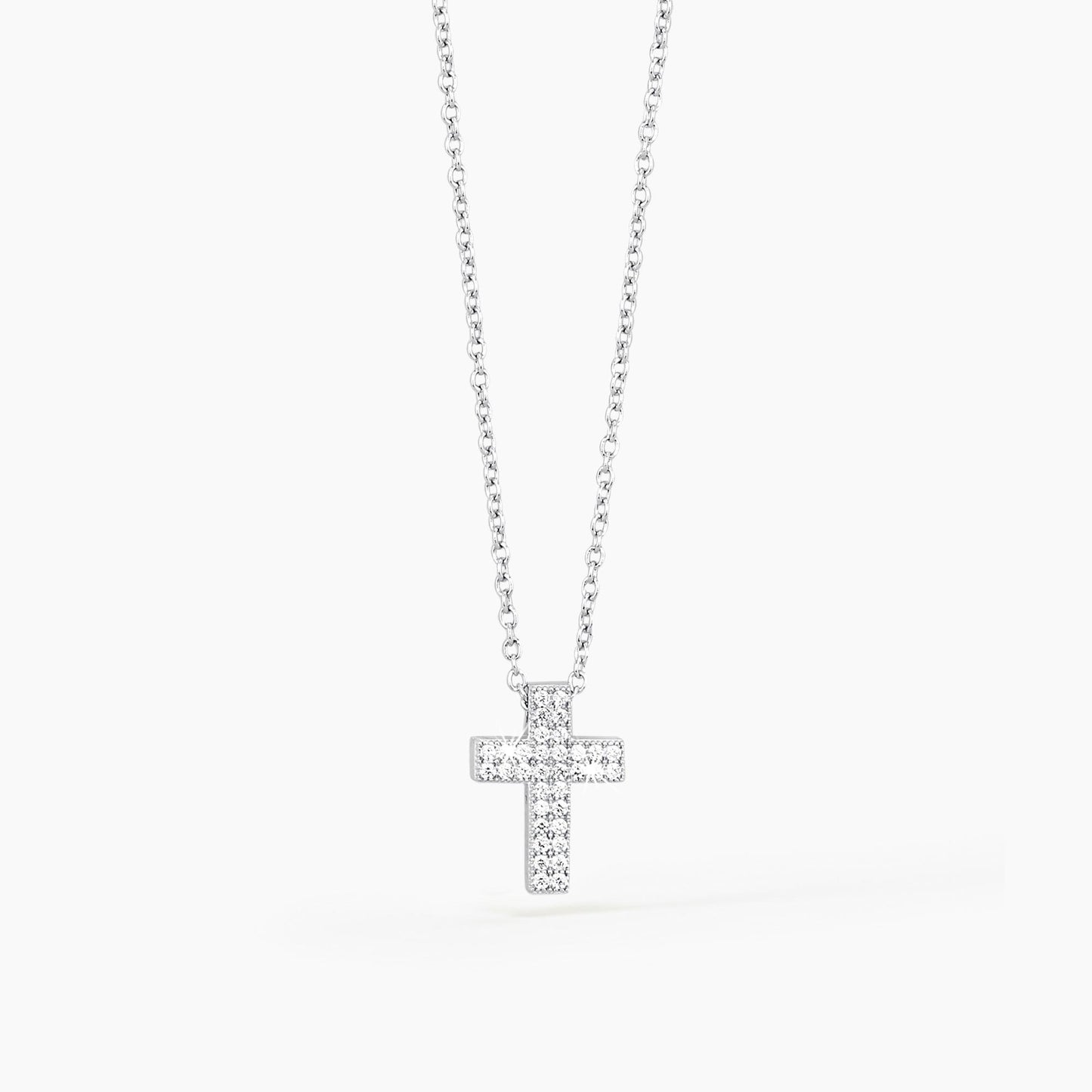 Collana Mabina Donna DIVINA - Girocollo in Argento con Croce in Pavé di Zirconi - Regolabile - Codice: 553015