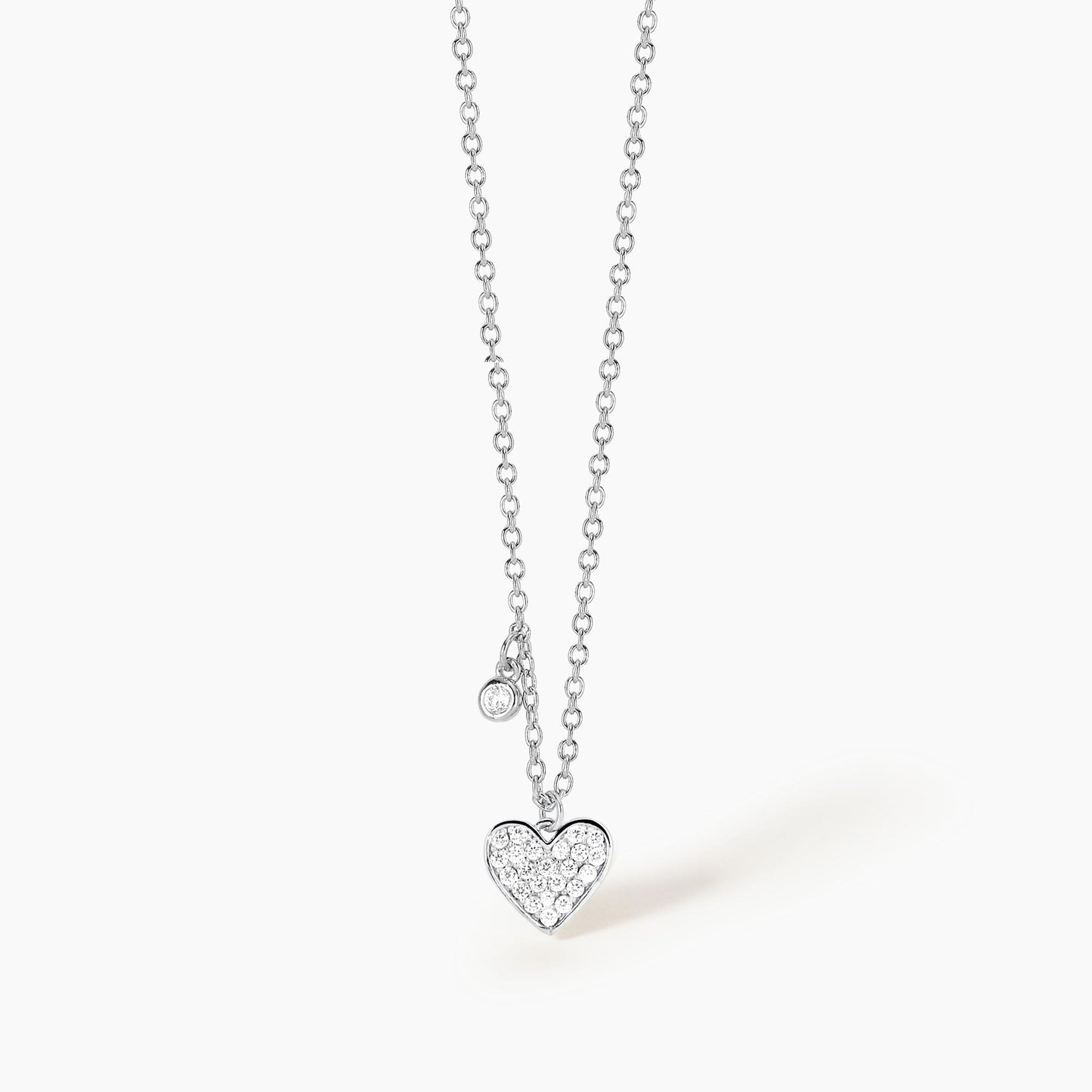 Collana Mabina Donna ONE LOVE - Girocollo in Argento con Cuore e Punto Luce in Zirconi - Regolabile - Codice: 553286