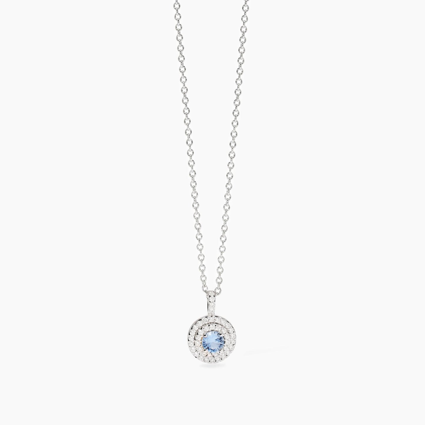 Collana Mabina Donna VITTORIA - Girocollo in Argento Rodiato con Acquamarina Sintetica e Zirconi - Regolabile - Codice: 553844