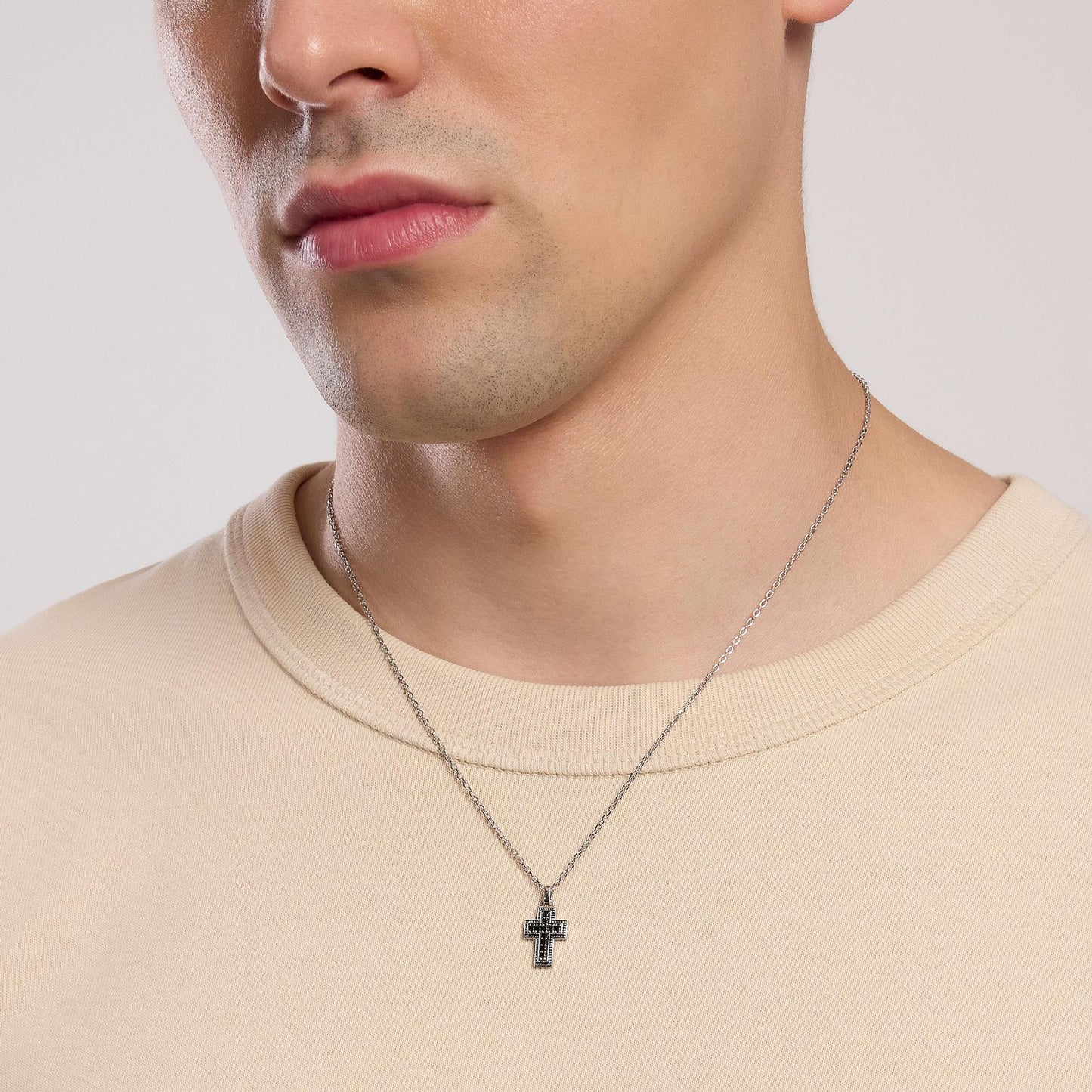 Collana Mabina Mystical in Argento 925 Rodiato con Croce e Zirconi Neri - 553754 3