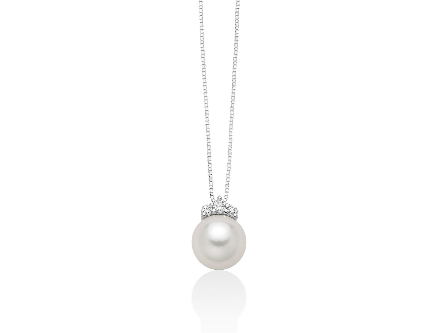 Collana Miluna con Perla Akoya e Diamanti - Oro Bianco 18kt - PCL6669