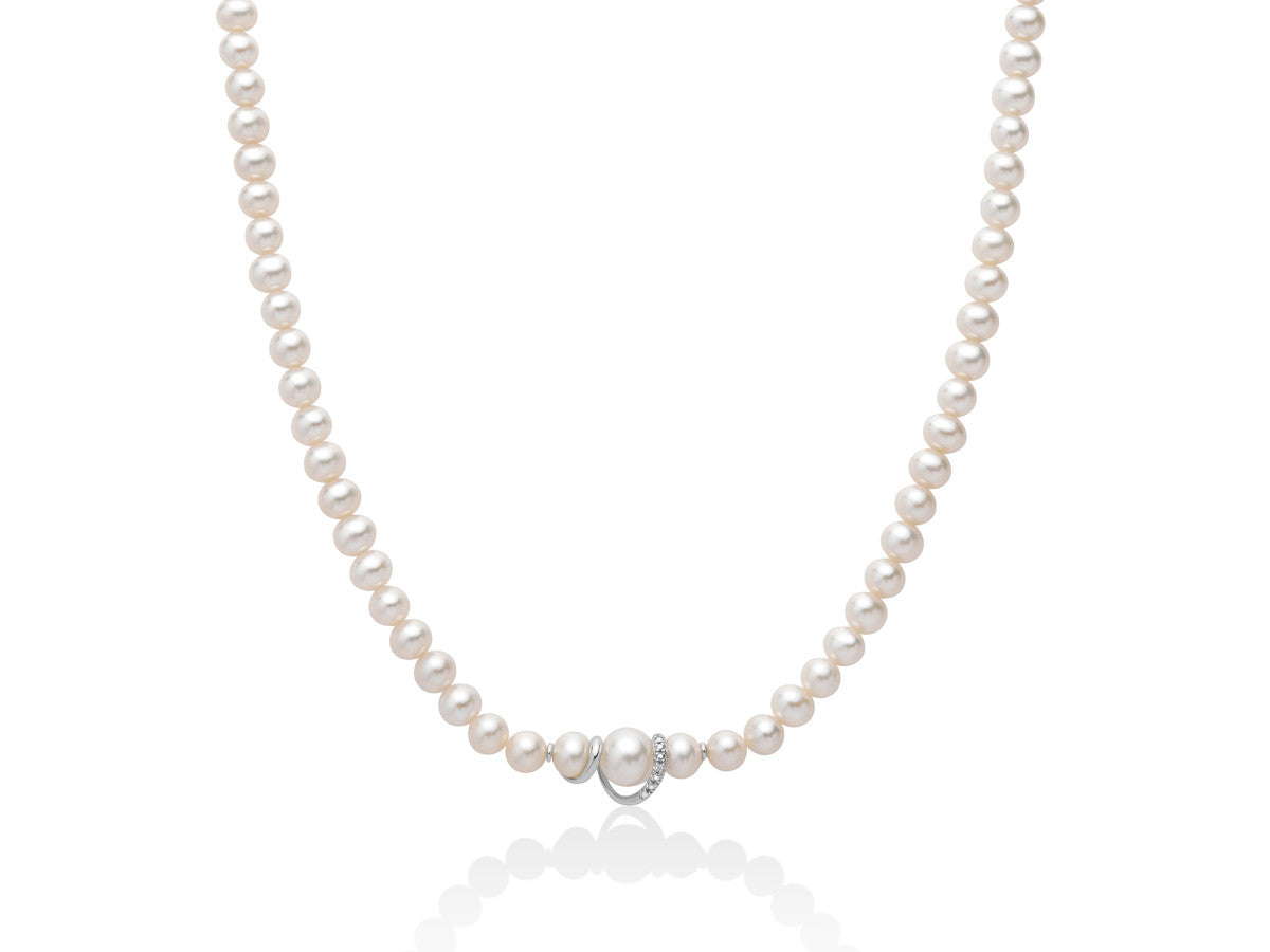 Collana Miluna in Oro 750 con Perle e Diamante - 369668