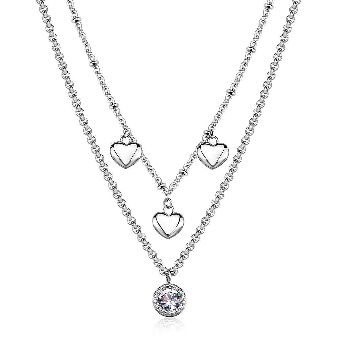 Collana Sagapò Donna AURORA - Collana Multifilo con Cristalli in Acciaio 316L - Codice: SAR58