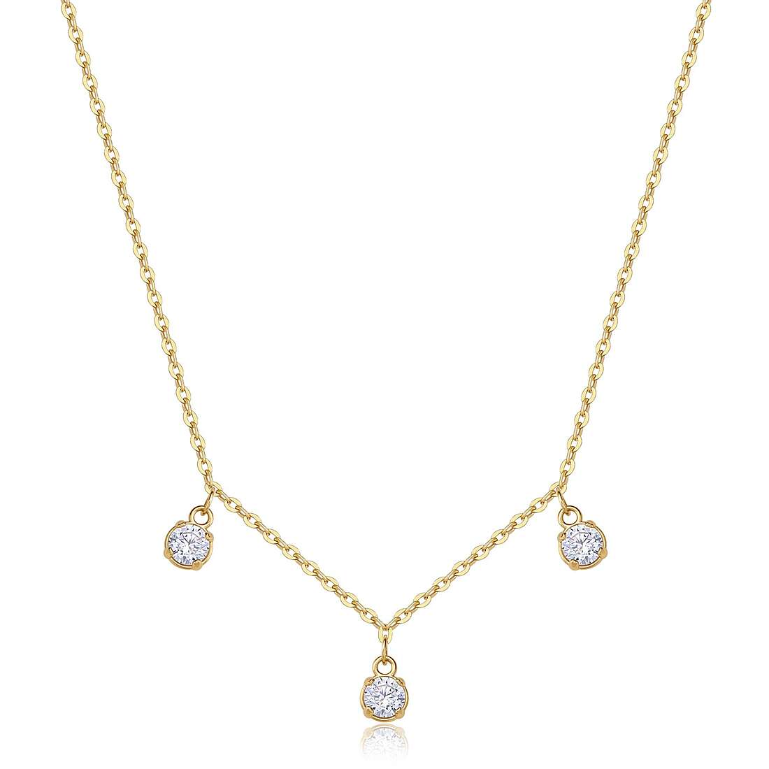 Collana Sagapò Donna DAZZLY - Girocollo con Cristalli Pendenti in Acciaio 316L PVD Oro - Codice: SDZ145