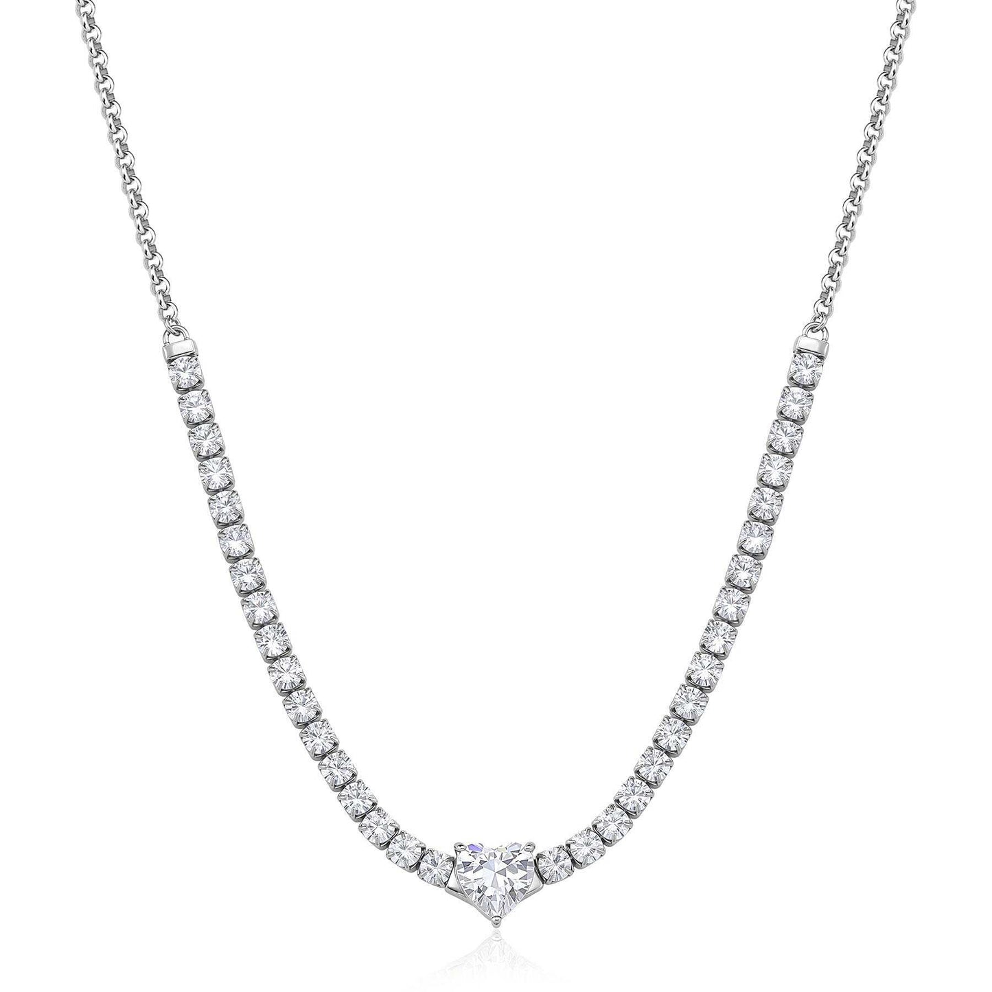 Collana Sagapò Donna DAZZLY - Girocollo con Cuore e Cristalli in Acciaio 316L - Codice: SDZ147