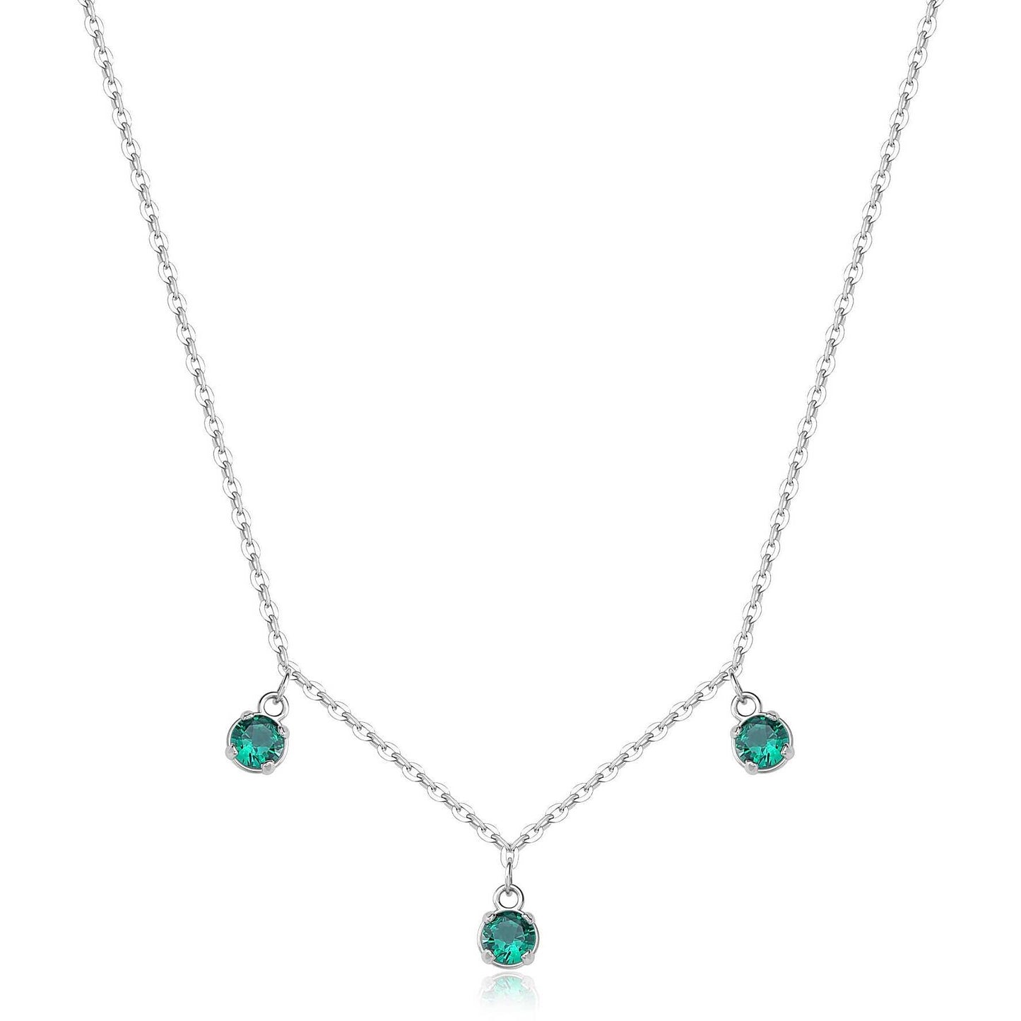 Collana Sagapò Donna DAZZLY - Girocollo con Zirconi/Cristalli Smeraldo Pendenti in Acciaio 316L - Codice: SDZ144