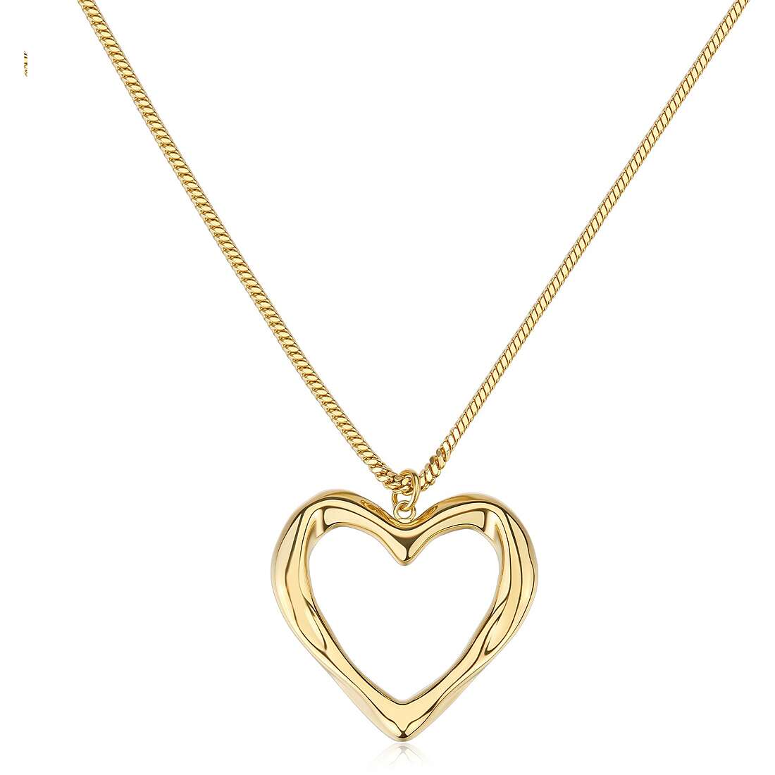 Collana Sagapò Donna EMOTION - Collana con Pendente a Cuore in Acciaio 316L PVD Oro - Codice: SMO02