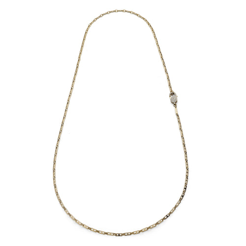 Collana Unoaerre Lunga Traversino Dorata con Pavé di Zirconi 2676