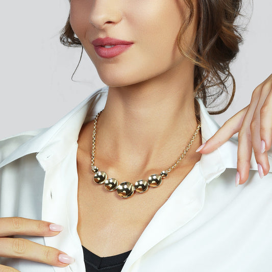 Collana a catena groumette Unoaerre Lux in bronzo dorato 24K con maglie martellate riflettenti - Alfano Gioielli Gioielleria Palermo.