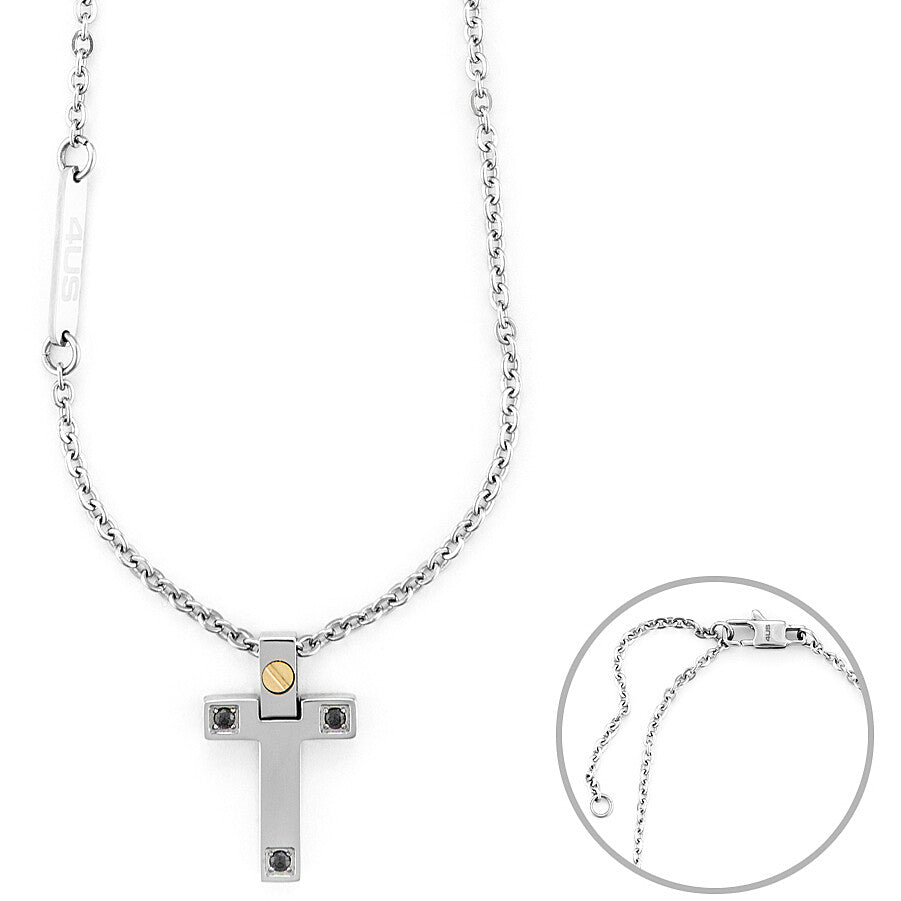 Collana Uomo 4US Cesare Paciotti in Acciaio e Oro 18kt con Pendente a Croce - 4UCL6926
