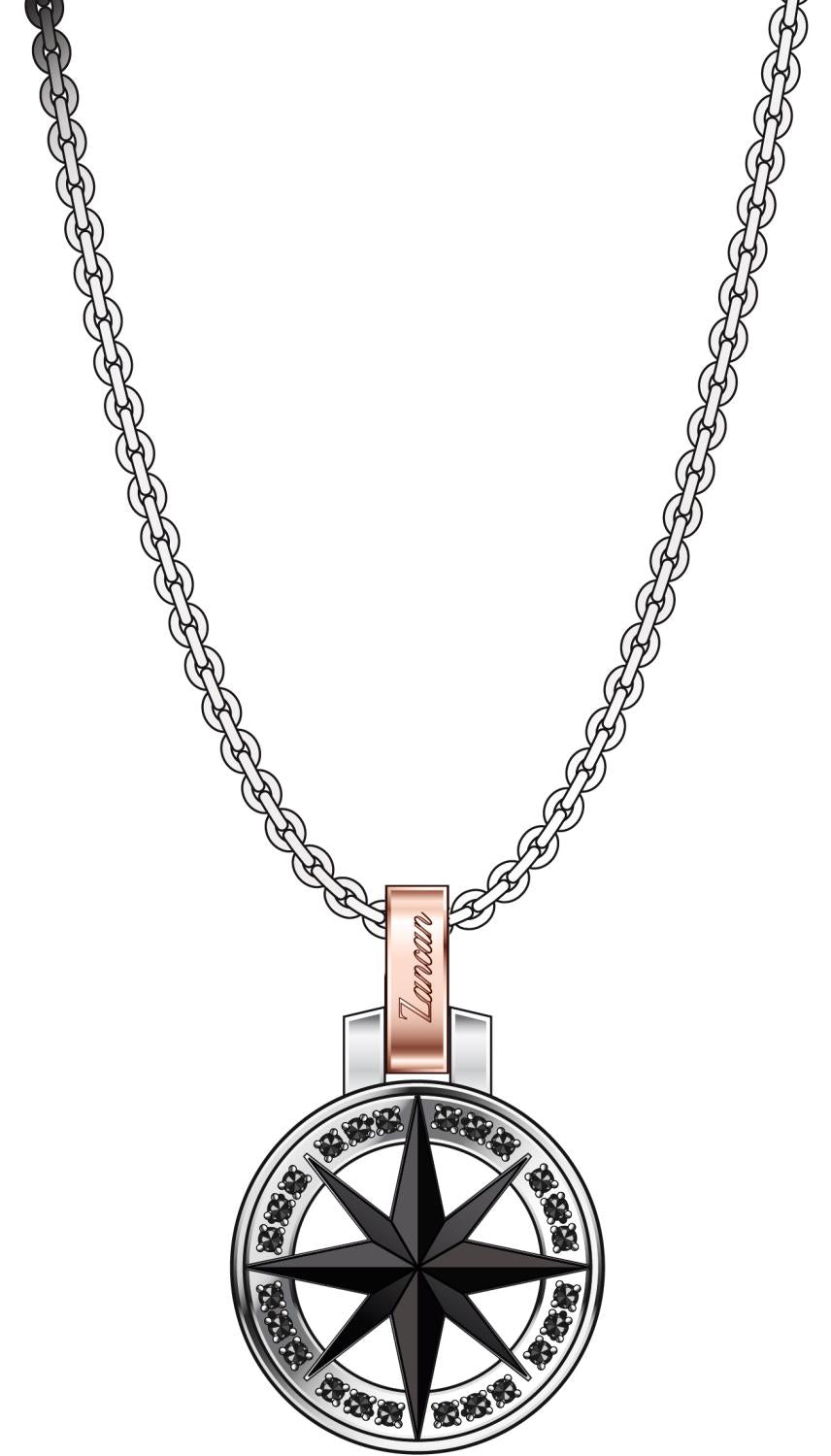 Collana Zancan Uomo in Acciaio con Rosa dei Venti e Zirconi - EHC153