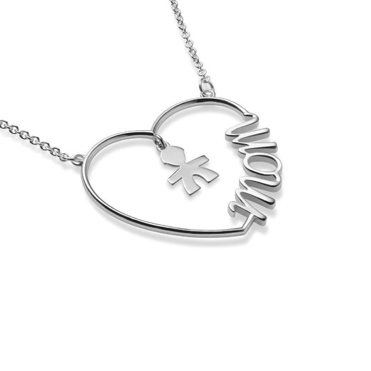 Collana leBebé Cuore di Mamma in Argento con Cuore e Bimbo – LBBCDM24/M