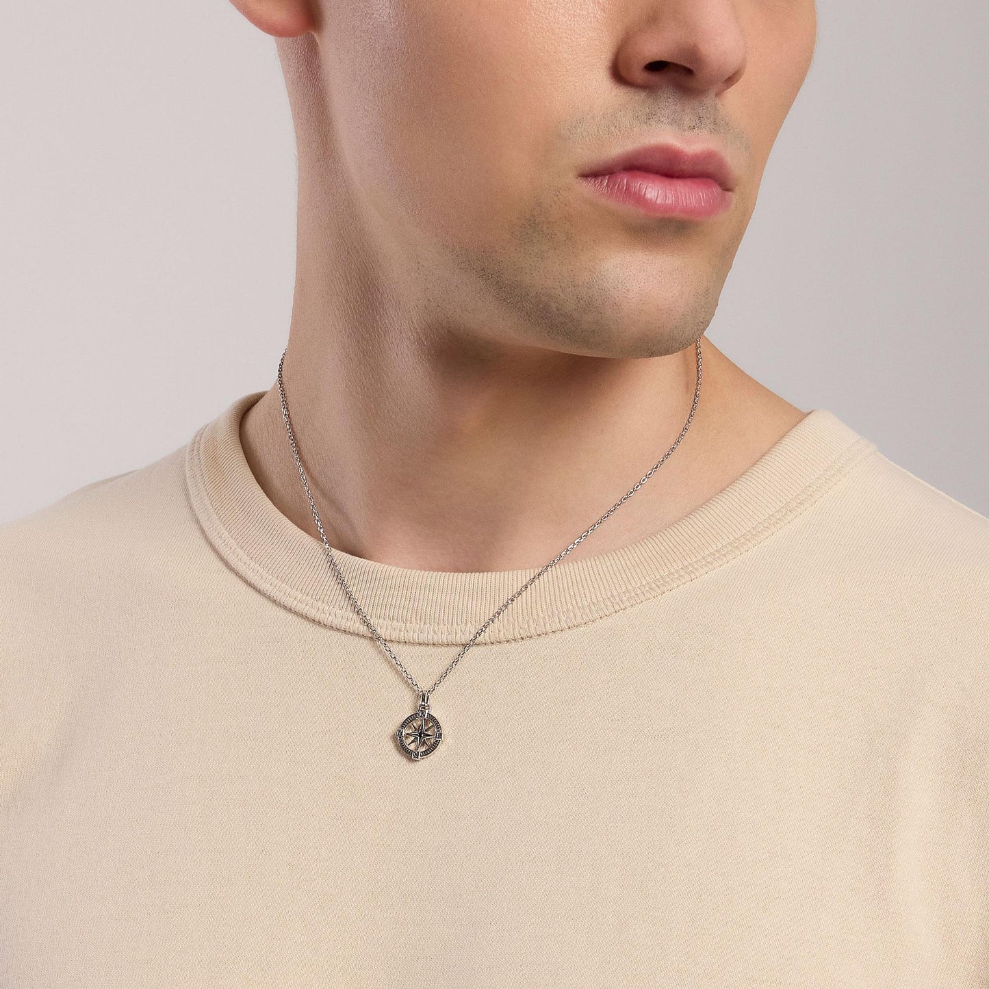 Collana uomo MABINA Journey in argento con pendente rosa dei venti - Codice 553753