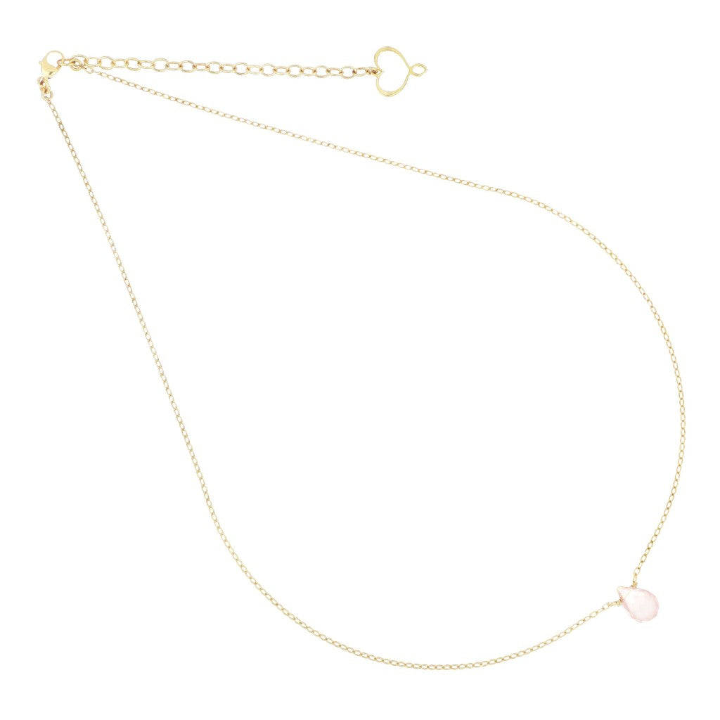 Girocollo Maman et Sophie - Goccia di Quarzo Rosa e Cuore Dorato GCGCC1QR