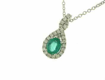 Girocollo Mirco Visconti in Oro Bianco 18kt con Smeraldo Colombiano e Diamanti (AB848/S)