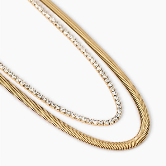 Girocollo Tennis Kidult Style 02 in Acciaio 316L PVD Oro con Cristalli - 851015 2