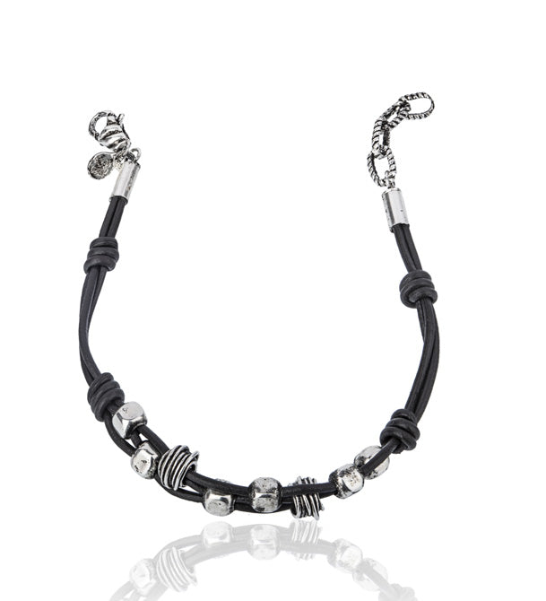 Bracciale Uomo in Argento e Cuoio - Giacomo Burroni - MBC0096