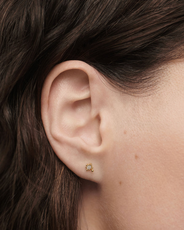 Mono Orecchino a Cerchio Fleur con Zirconi Grigi | PG01-322-U