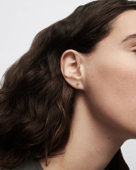 Mono Orecchino a Cerchio Fleur con Zirconi Verdi | PG01-320-U