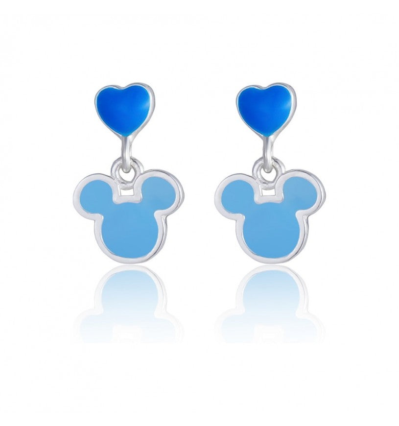 Orecchini Bambina Disney Mini Mickey Mouse in Argento 925 con Smalto Azzurro e Blu - ES00110SL.CS