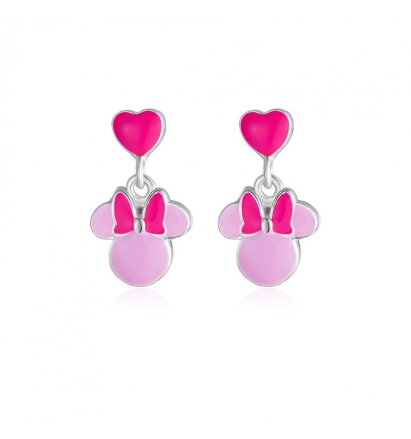 Orecchini Bambina Disney Mini Minnie Mouse in Argento 925 con Smalto Rosa e Fucsia - ES00111SL.CS