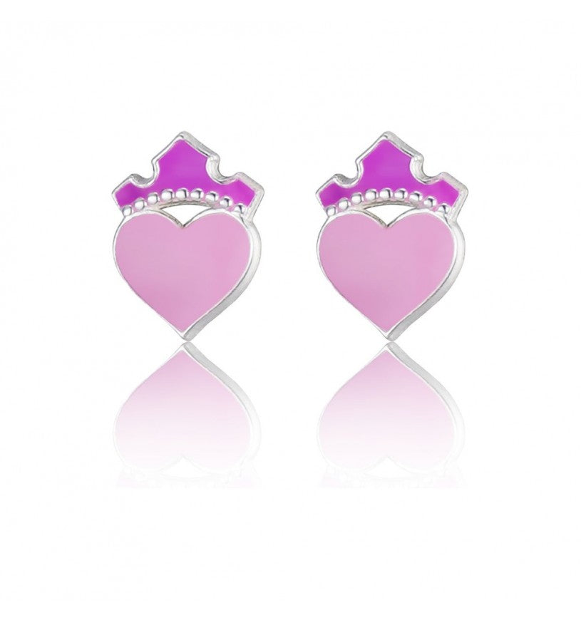 Orecchini Bambina Disney Mini Princess in Argento con Smalto Rosa e Fucsia - ES00106SL.CS