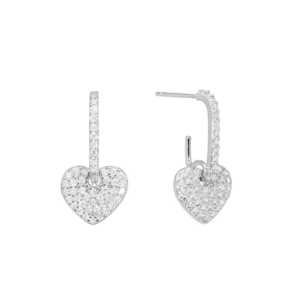 Orecchini Chimiama in Argento 925 con Cuore Pavé di Zirconi - Codice: 140529