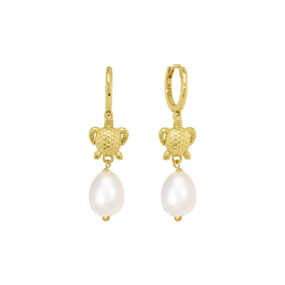 Orecchini "Dal mare con amore" 140604 - Tartaruga, Perla e Argento Dorato - Chi mi ama